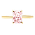 2.5ct Radiant Cut Pink Simulated Diamond 18k Yellow Gold Ring Size 10.5 C749075