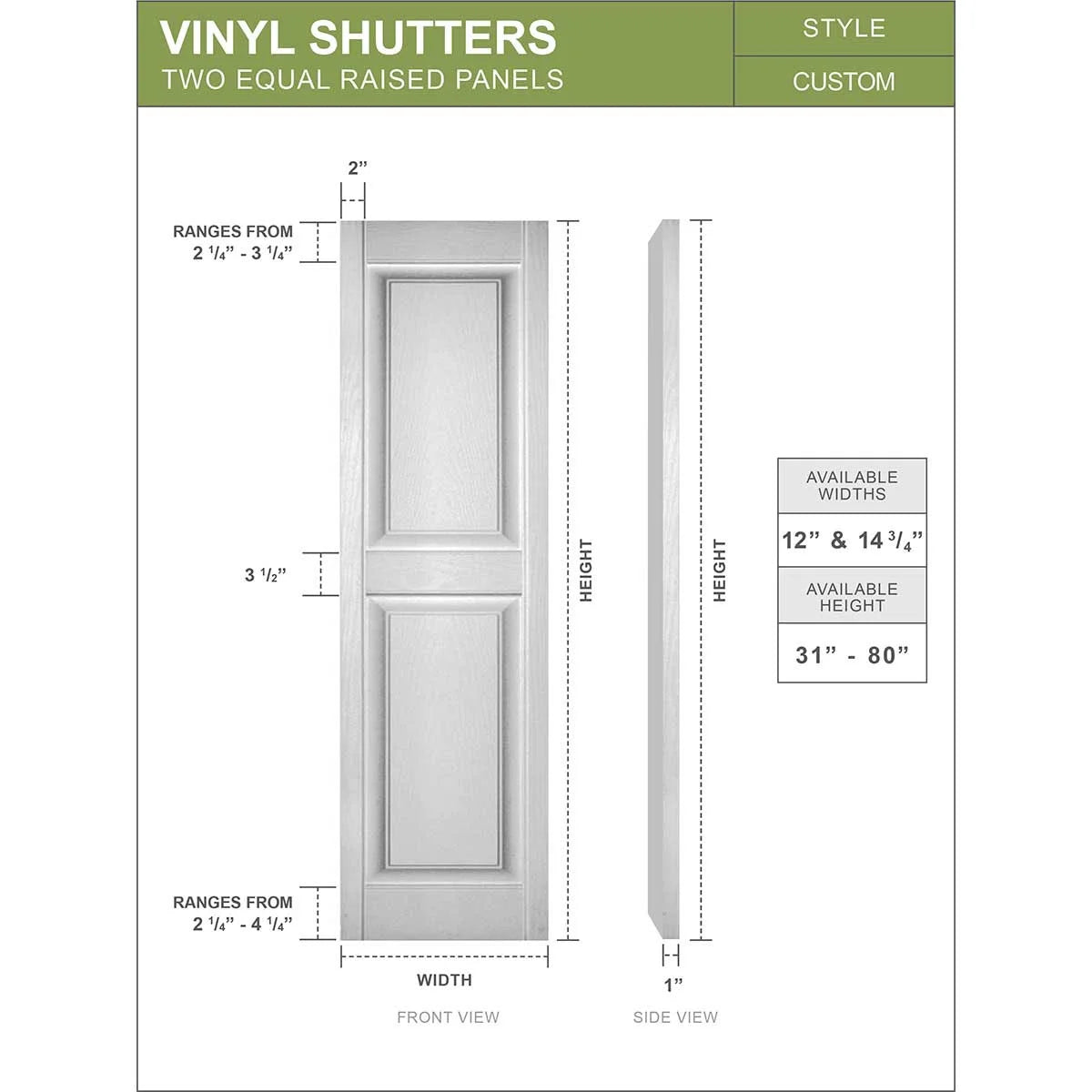 Black Raised Panel Shutters Per Pair G72754