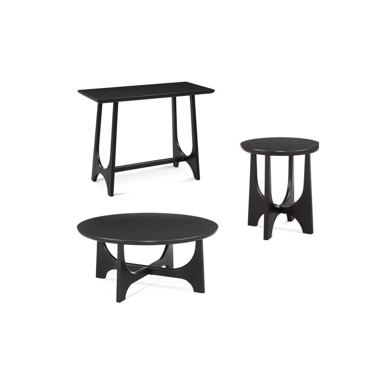 Black Wood Round End Table Y250327
