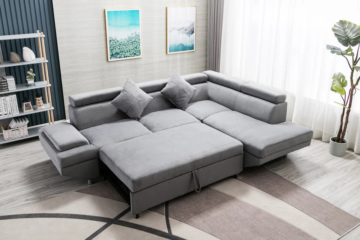 Modern Upholstered Fabric Sectional Sofa Bed B765725