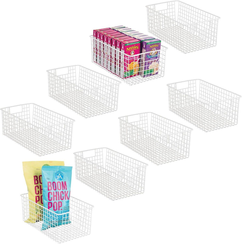 Bronze Metal Wire Food Organizer Storage Bin Basket with Handles, 8 Pack C438667