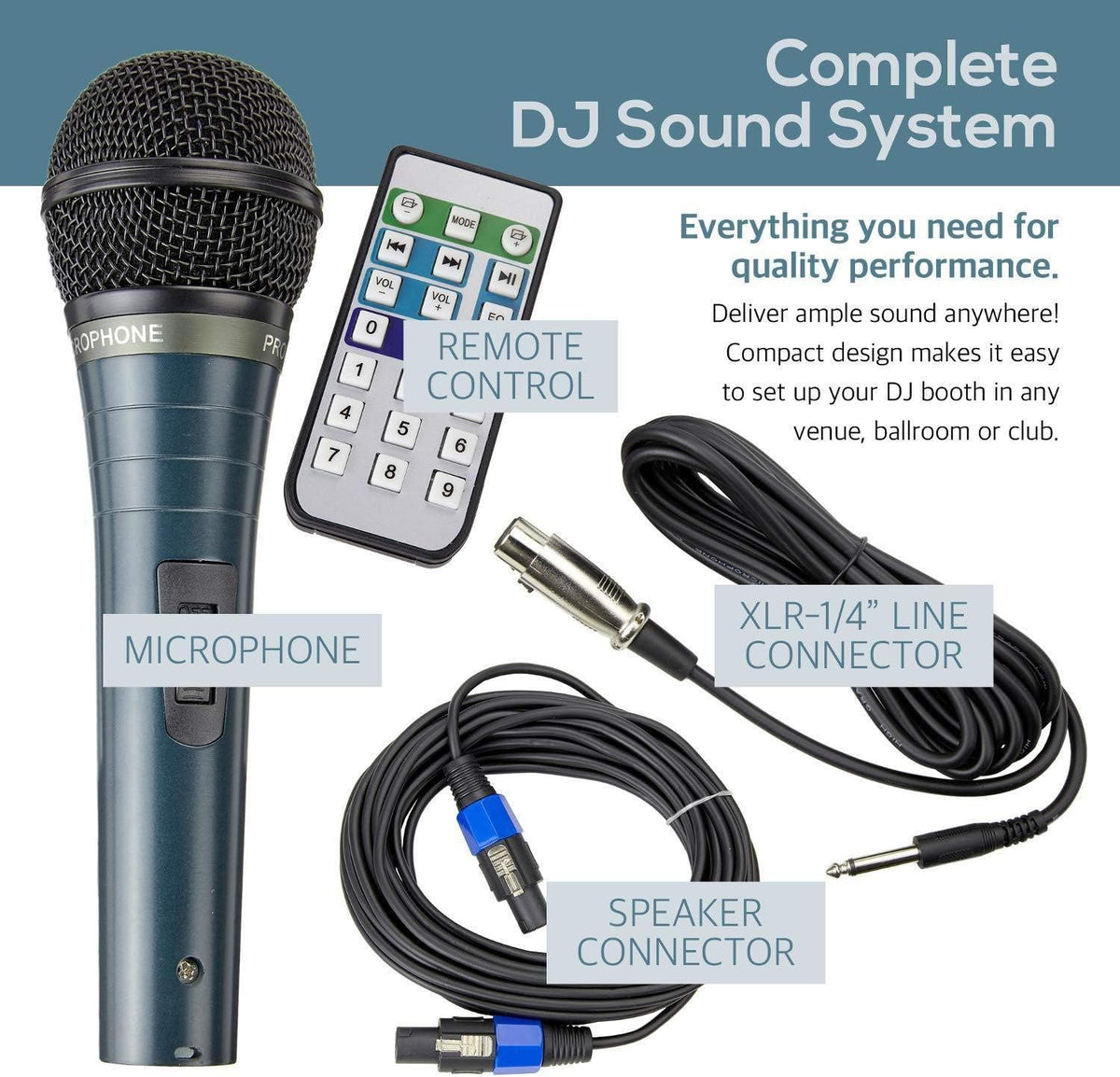 8 Piece Portable PA System with Microphone and Bluetooth U55407
