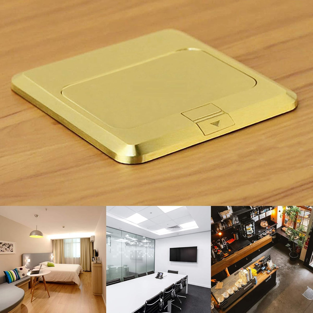 Gold Pack of 2 Pop Up Floor Outlet Covers Box with 20A Duplex Receptacle S7133