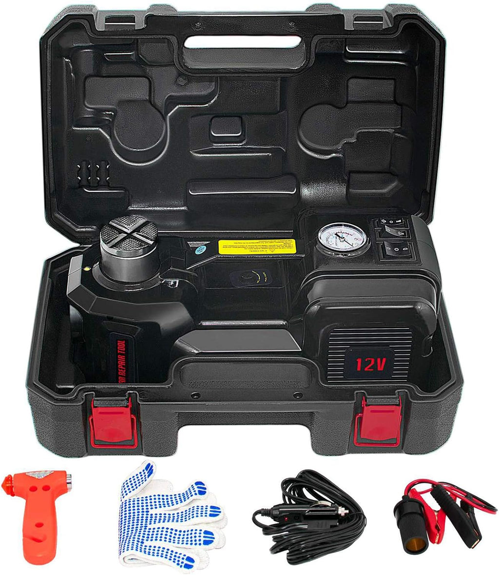Electric Car Jack Kit 5 Ton 12V with Impact Wrench Portable Hydraulic Tire Changing with Inflator E115392