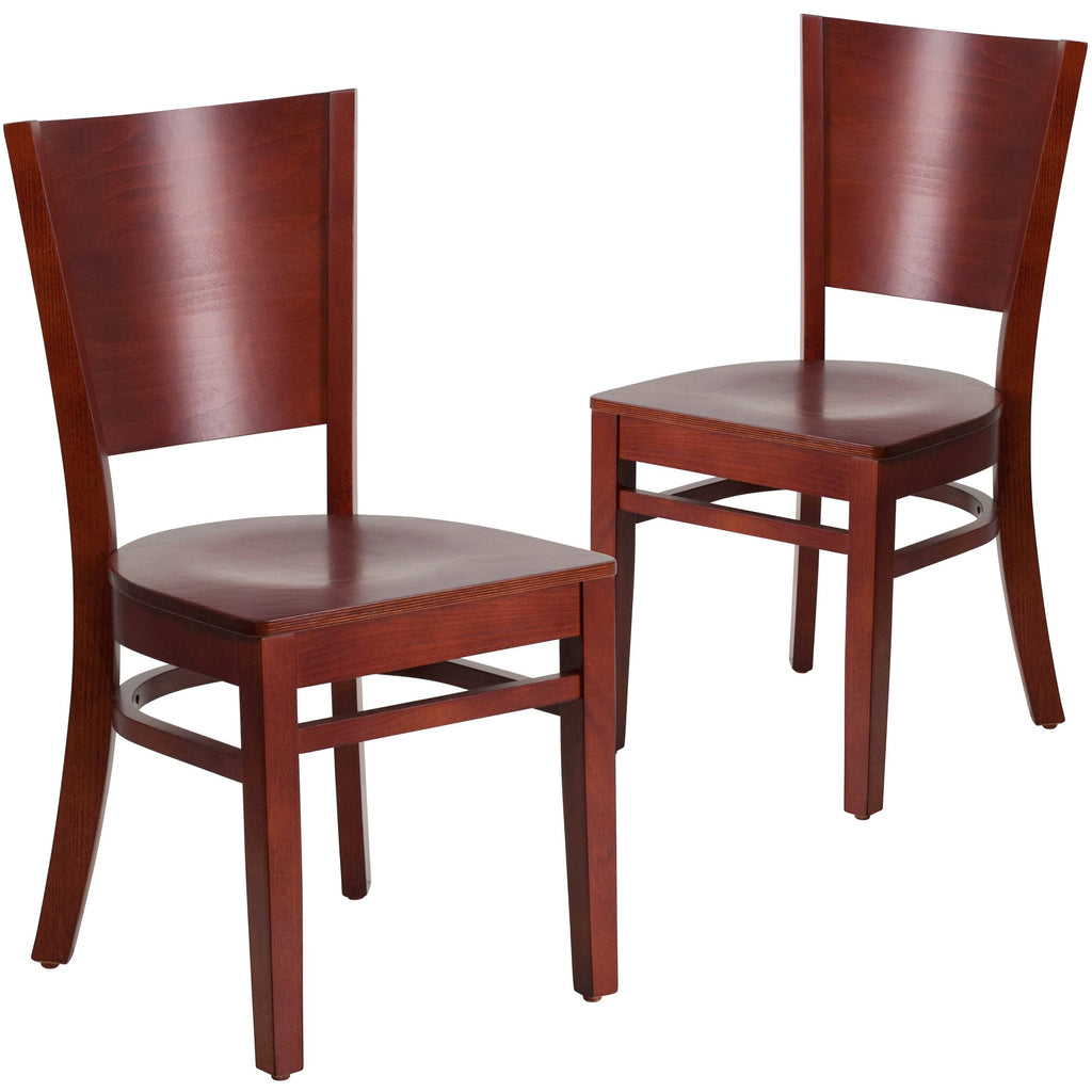 Solid Back Wooden Restaurant Chair with Black Vinyl Seat and Walnut Wood Frame U283
