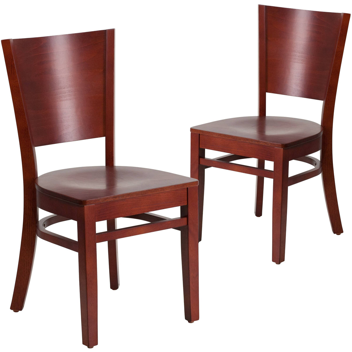 Solid Back Wooden Restaurant Chair with Black Vinyl Seat and Walnut Wood Frame U283