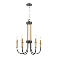Matte Black and Burnished Brass 5-Light Chandelier Q28395