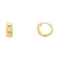 Solid 14k Yellow Gold Small Huggie Hoop Earrings Diamond Cut 7 x 5 mm B3387