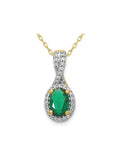 Natural Emerald Halo Twist Pendant Necklace in 14K Yellow Gold with Chain and Diamonds R129363