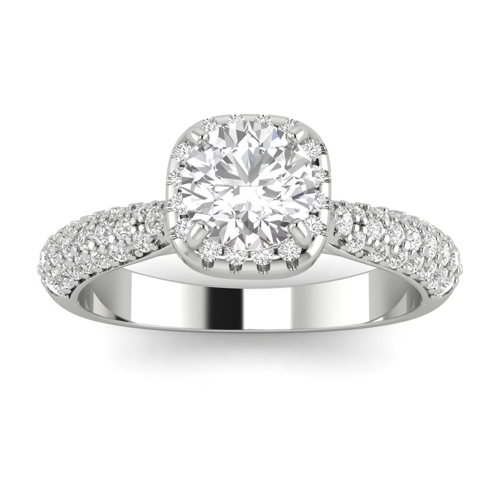 10k White Gold Diamond Halo Engagement Ring H19599