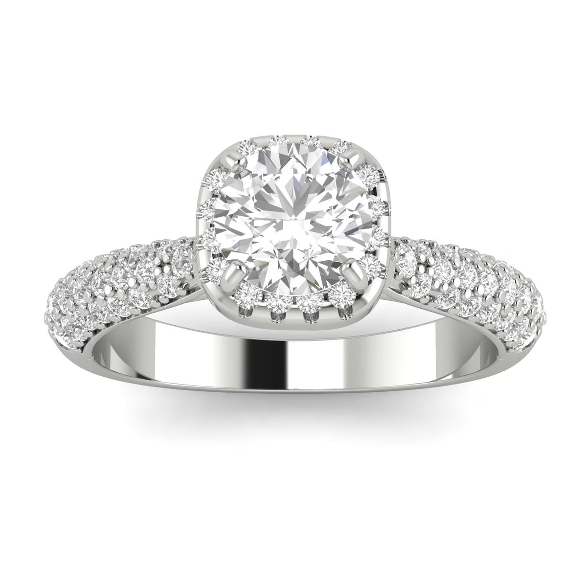 10k White Gold Diamond Halo Engagement Ring H19599
