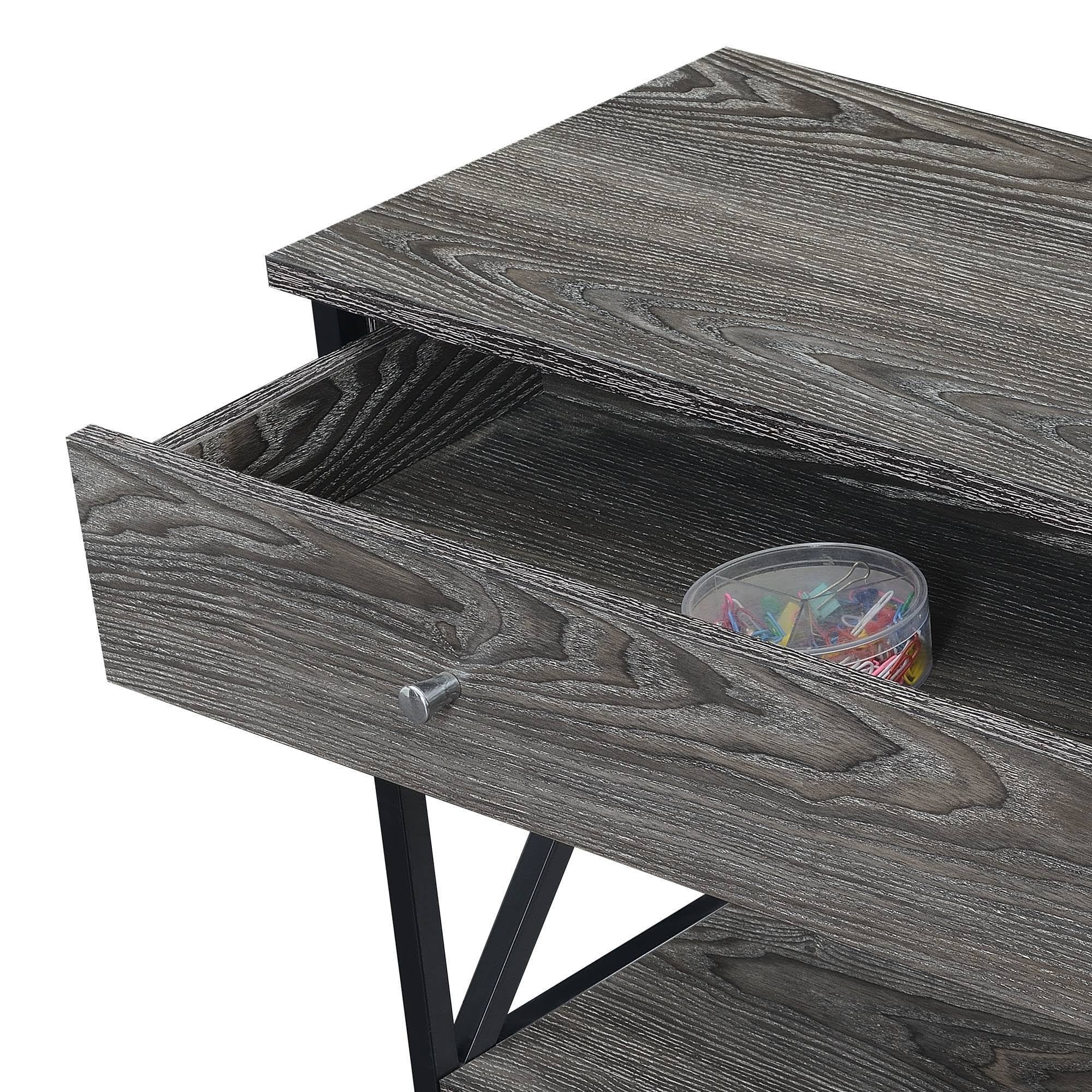 Weathered Gray/Black 1 Drawer Console Table with Shelves R756