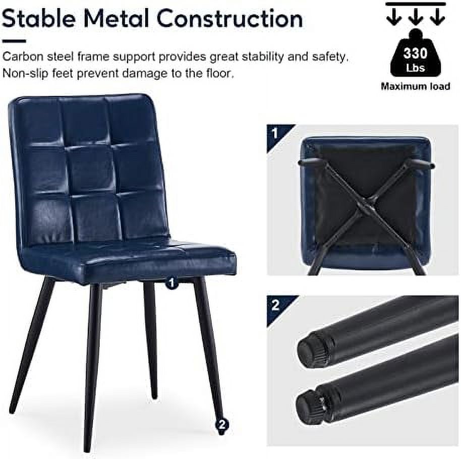Faux Leather Dining Chairs Set of 4 with Metal Legs M2473