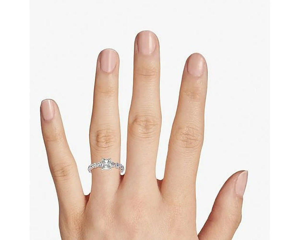 14K Rose Gold Solitaire Engagement Ring with Accents Y886