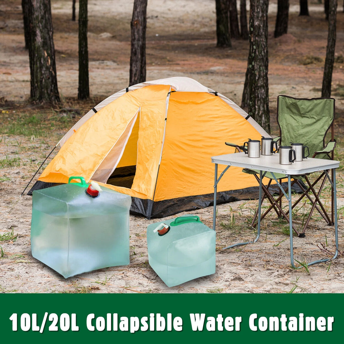 Collapsible Water Container With Spigot 2.6-5.2 Gallon Camping Water Storage Jug A427
