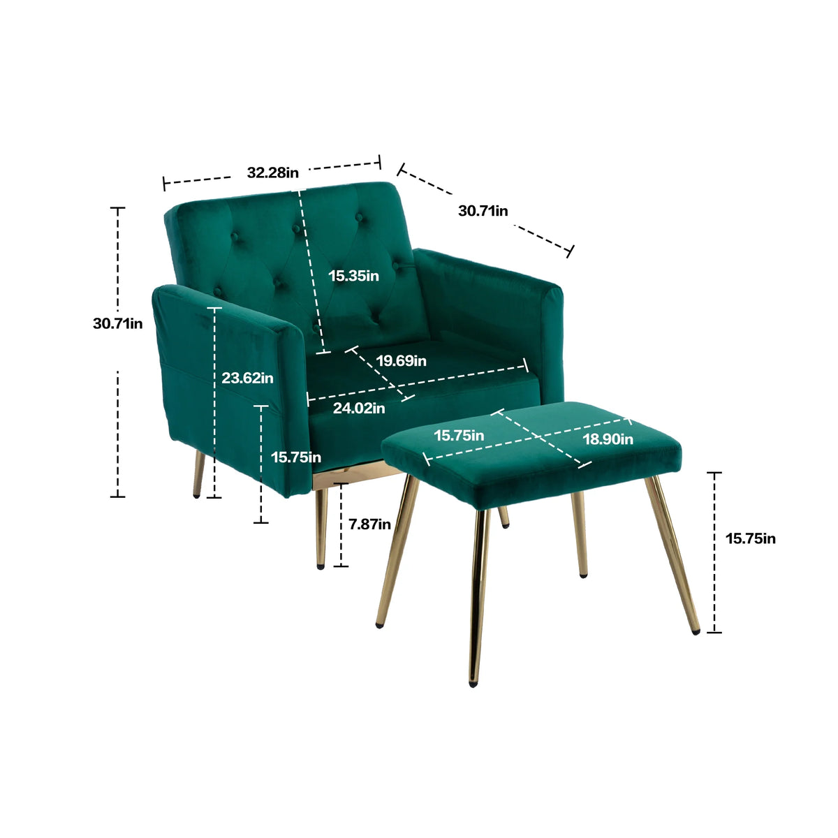 Velvet Accent Chair with Ottoman Q44450