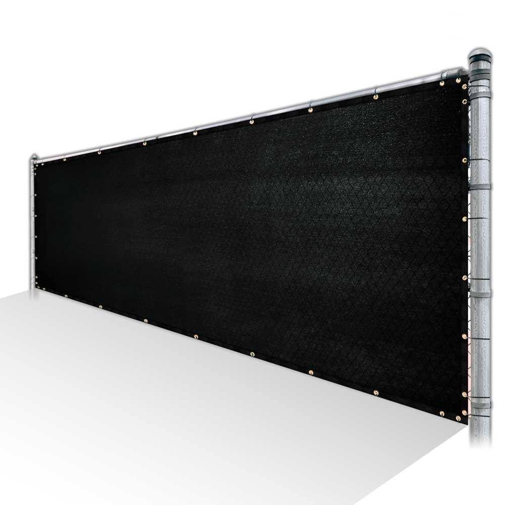 Black Privacy Fence Screen HDPE Mesh Netting with Reinforced Grommets W5771