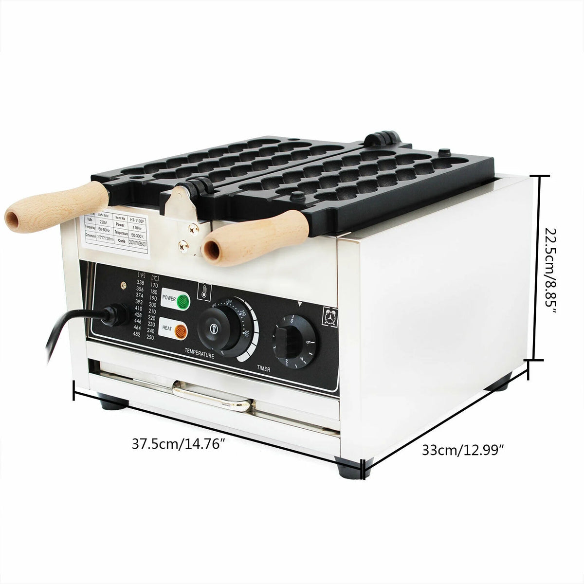 1500W Stainless Steel Non-stick Bubble Waffle Maker E9822