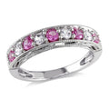 Sterling Silver Anniversary Band with Created White and Pink Sapphire A302