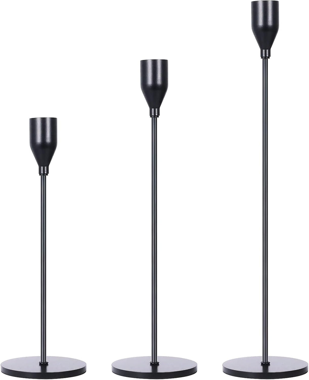 Matte Black 6 in 1 Candlestick Holder Set for Taper Candle V2673
