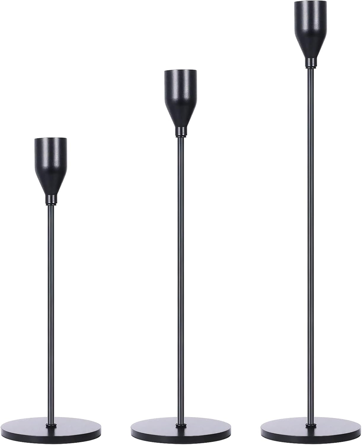 Matte Black 6 in 1 Candlestick Holder Set for Taper Candle V2673