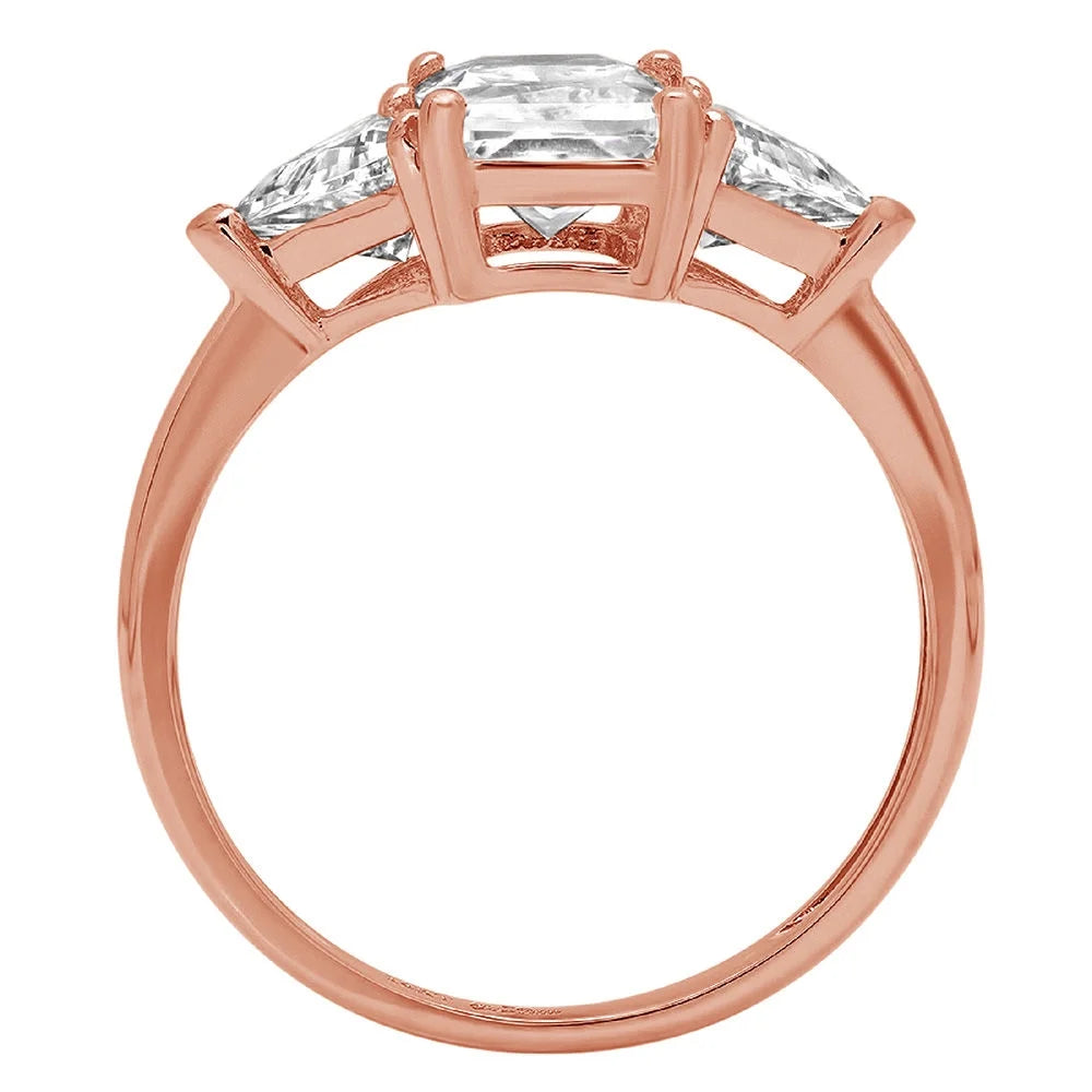 18K Rose Gold Three-Stone Diamond Engagement Ring S1301