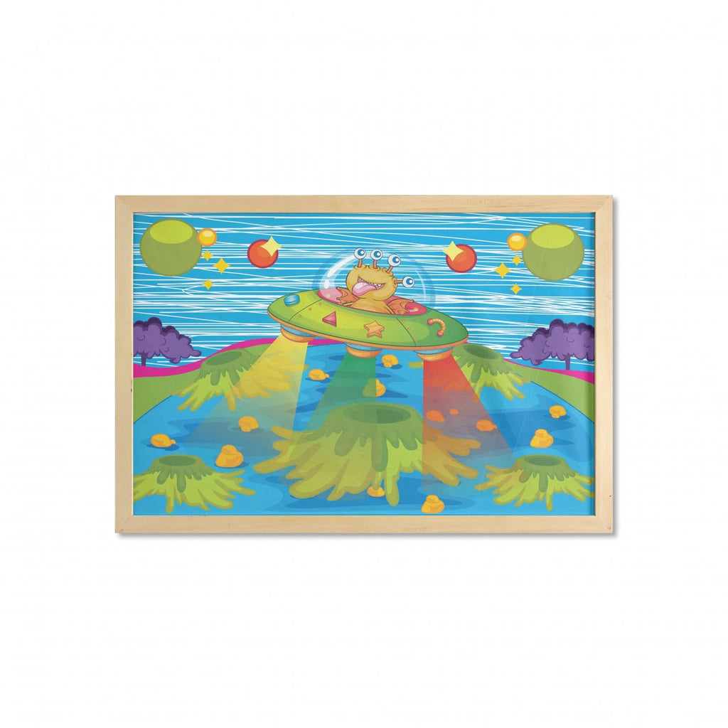 35" x 23" Green Blue Printed Fabric Wall Art H19604
