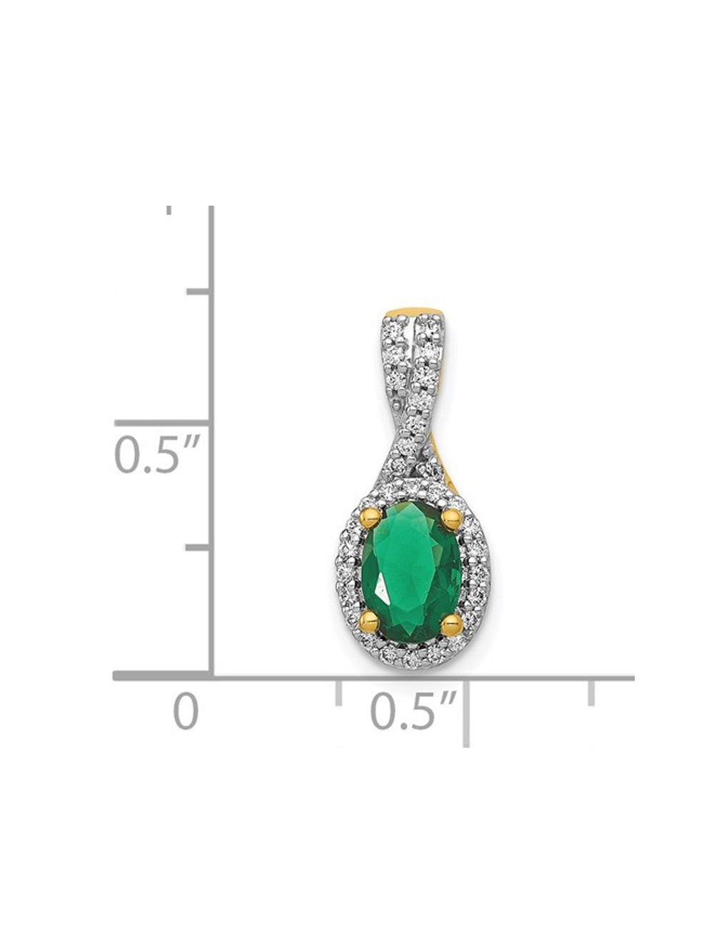 Natural Emerald Halo Twist Pendant Necklace in 14K Yellow Gold with Chain and Diamonds R129363