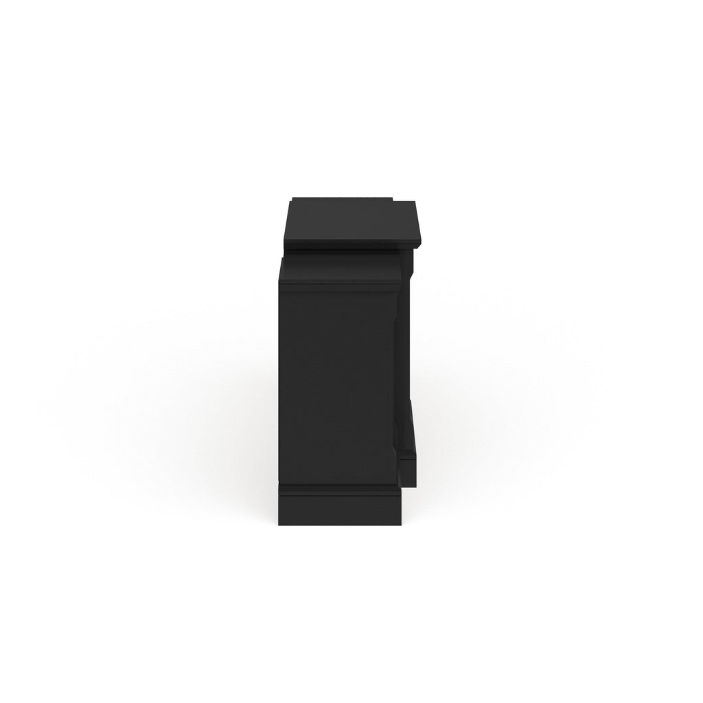Black Faux Stone Electric Fireplace with Bookcases X33459