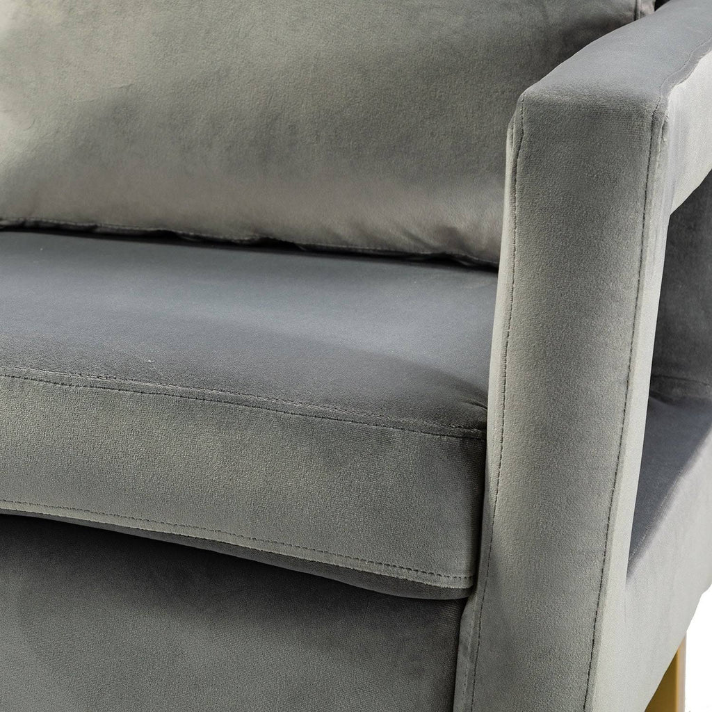 Black Loveseat with Gold Metal Legs D8607