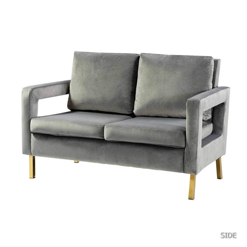 Black Loveseat with Gold Metal Legs D8607