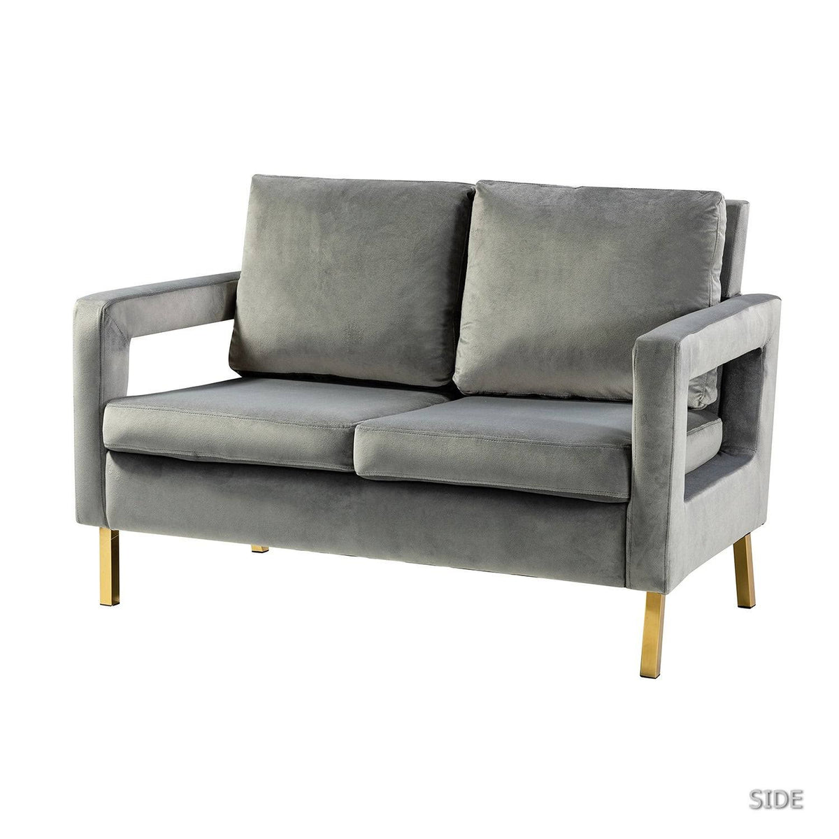 Black Loveseat with Gold Metal Legs D8607