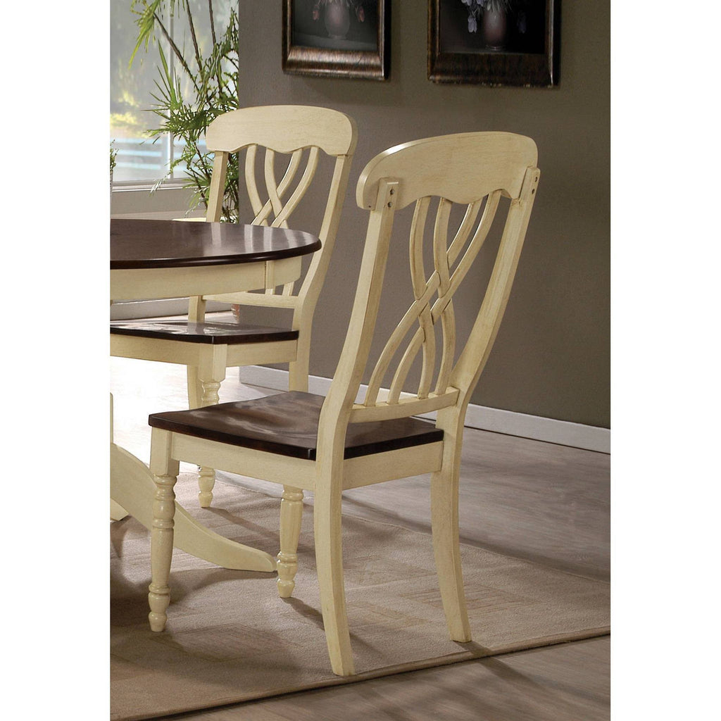 Buttermilk Oak Wood Side Dining Chair Set of 2 D69477