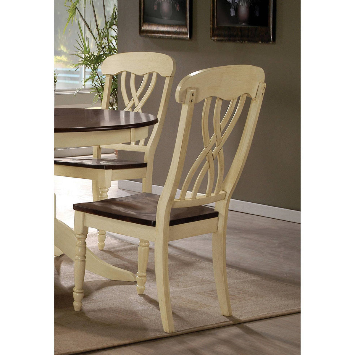 Buttermilk Oak Wood Side Dining Chair Set of 2 D69477