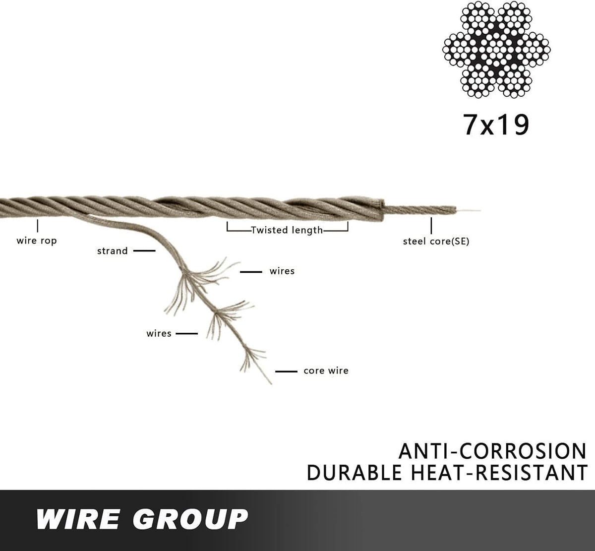 304 Stainless Steel Cable Railing 3/16” x 500Ft Wire Rope U9264