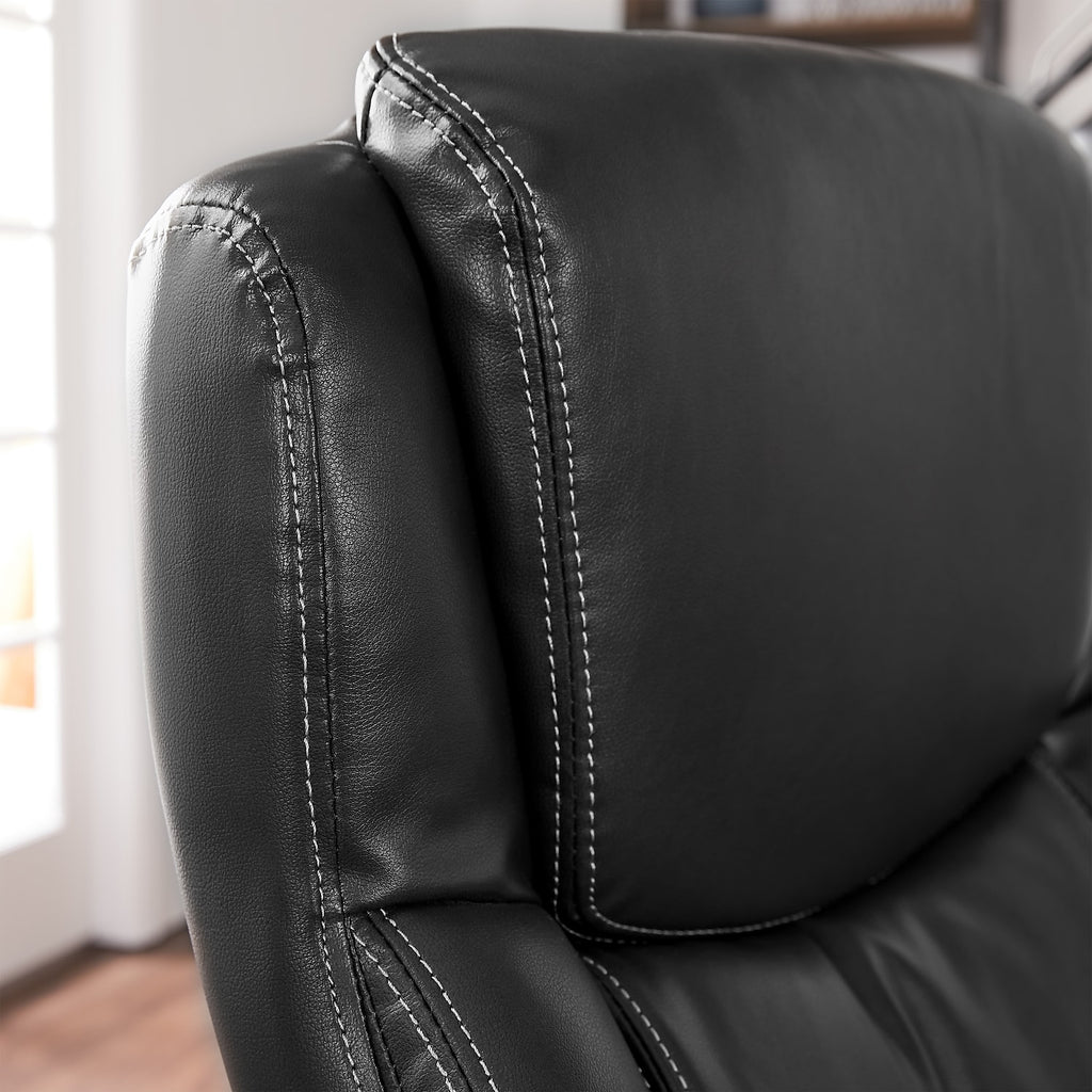 Jet Black/Gray Ergonomic Leather Executive Chair P2686