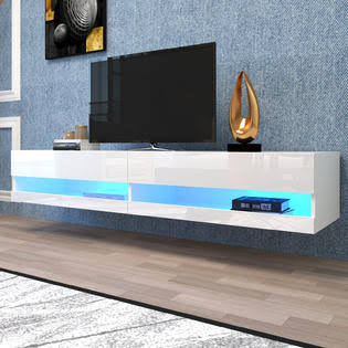 Wall Mounted Floating TV Stand with LEDs Storage Cabinet TV Entertainment Center O2517