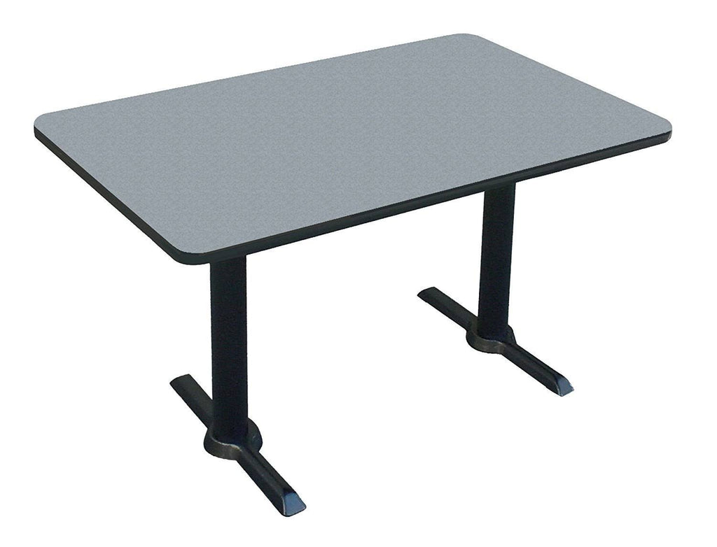 Rectangular Bar and Caf Table with T-Bases and Columns - Gray Granite - 48x22 W x 30x22 D S2893