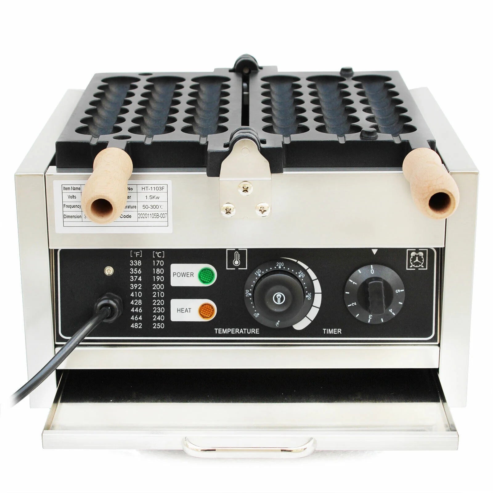 1500W Stainless Steel Non-stick Bubble Waffle Maker E9822