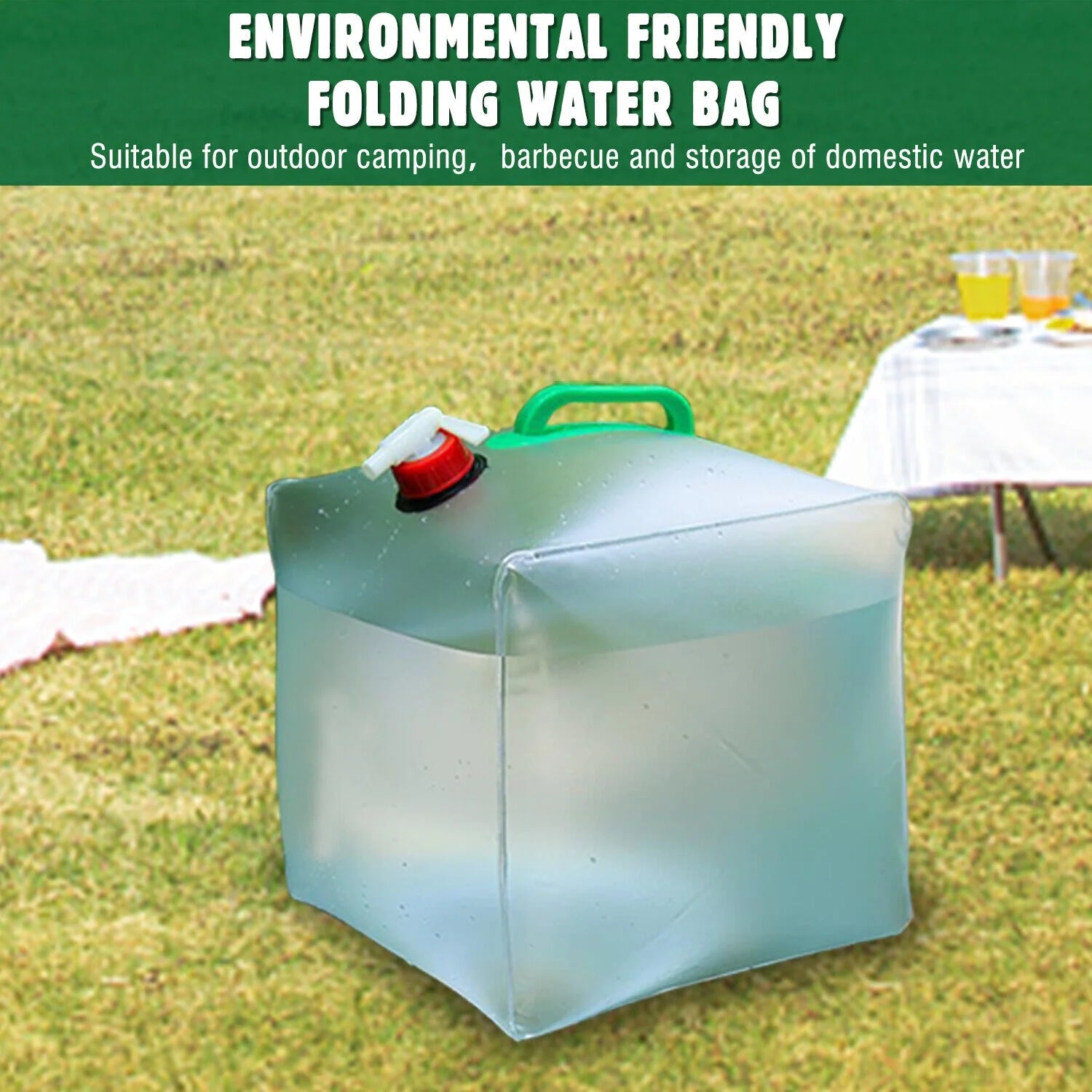 Collapsible Water Container With Spigot 2.6-5.2 Gallon Camping Water Storage Jug A427