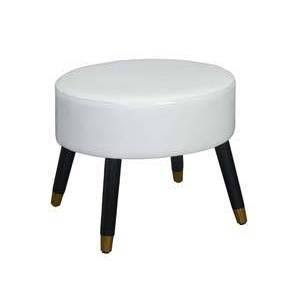 White Faux Leather Ottoman Stool I64340