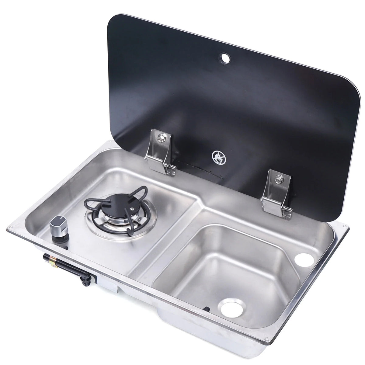 RV Gas Stove 1 Burner With Sink & Faucet Combo w/ Glass Lid S766378