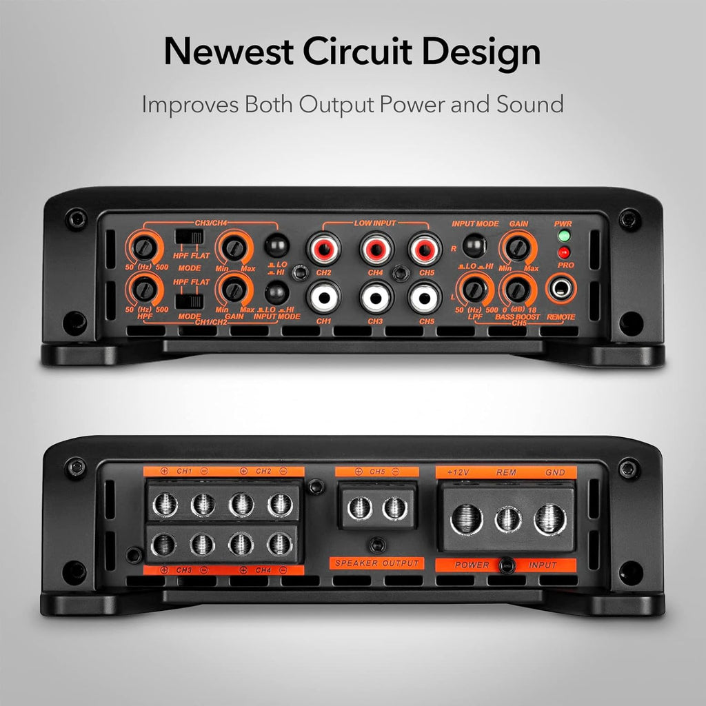 5 Channel Car Audio Amplifier with Bass Knob H7512