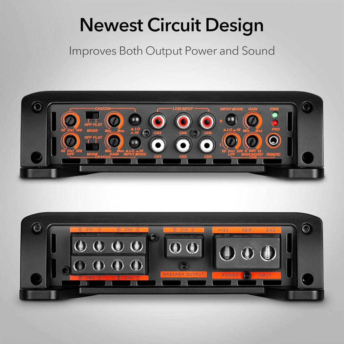 5 Channel Car Audio Amplifier with Bass Knob H7512