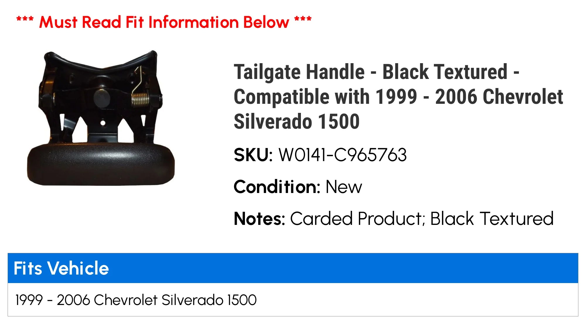 Black Textured Tailgate Handle M8023
