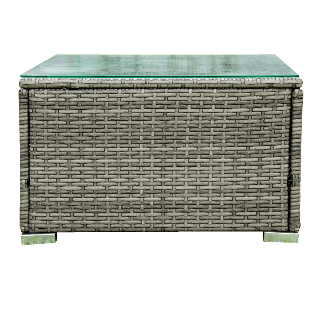 4 Piece Patio Sectional Wicker Rattan Outdoor Furniture Sofa Set with Storage Box Grey B48221