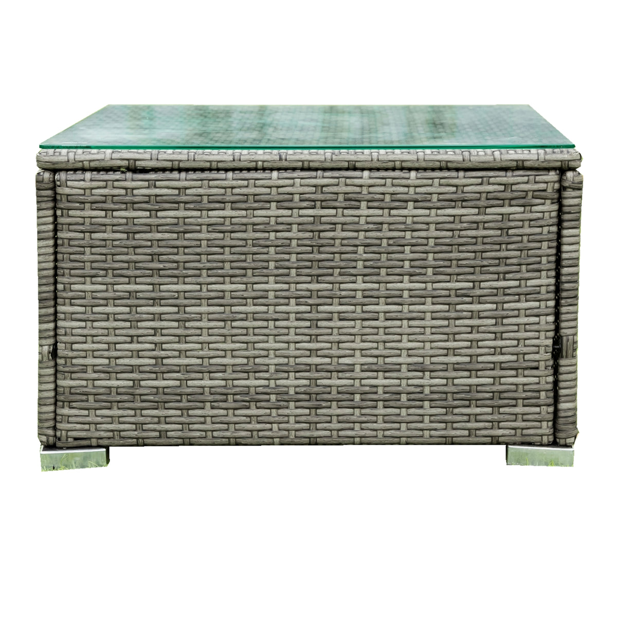 4 Piece Patio Sectional Wicker Rattan Outdoor Furniture Sofa Set with Storage Box Grey B48221