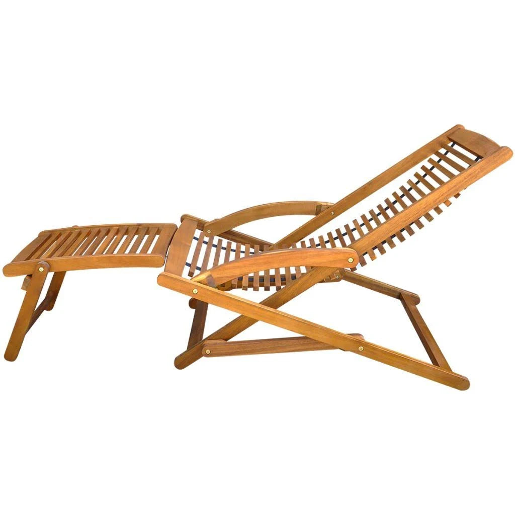 Acacia Wood Deck Chair with Footrest S735767