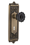 Black Crystal / Antique Brass Interior Mortise Door Knob B9273