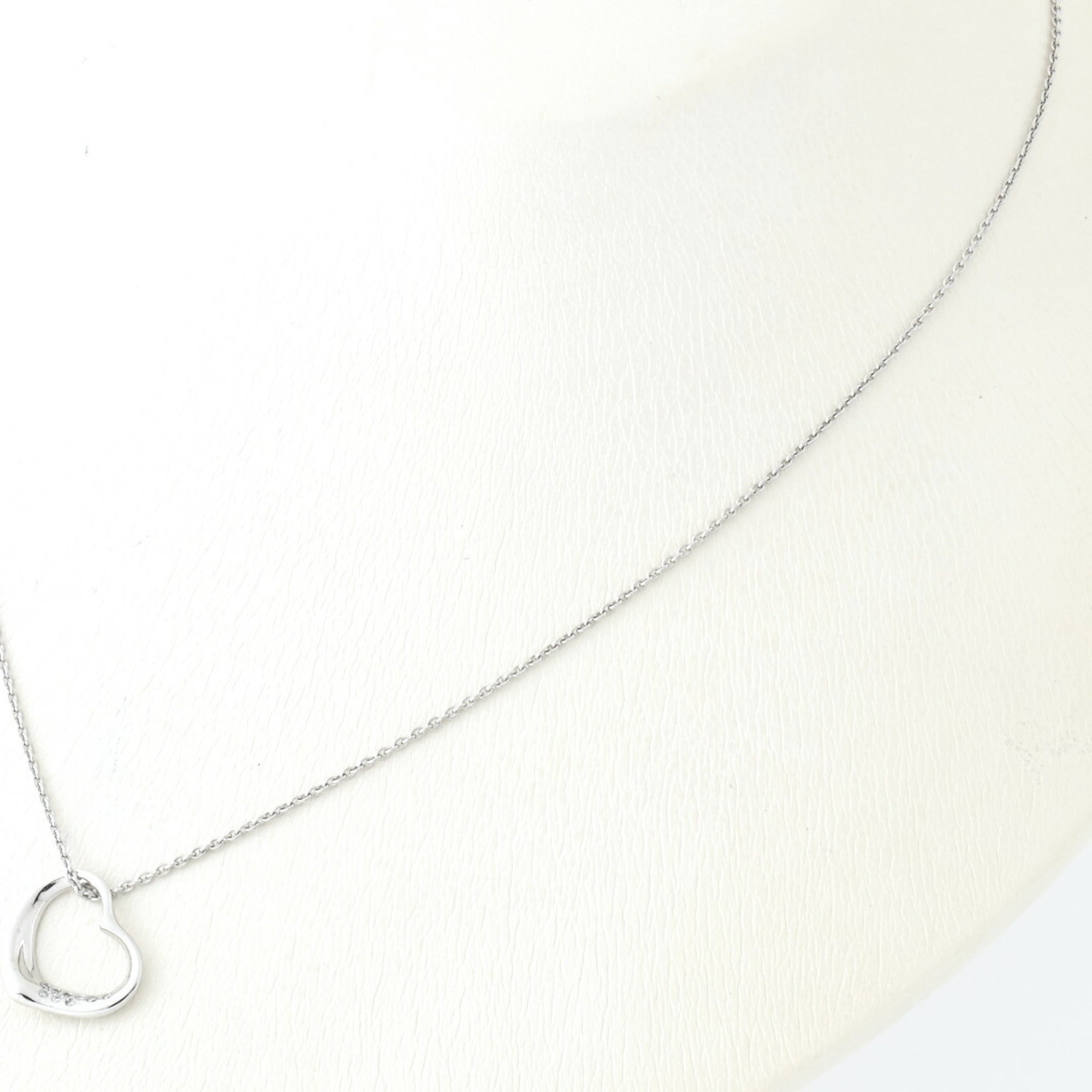 Tiffany pendant necklace open heart platinum diamond 41 cm W700